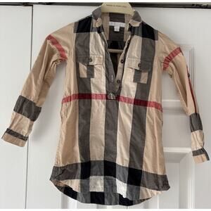 BURBERRY Children Girls Antique Check Button Up Blouse Sz 2Y